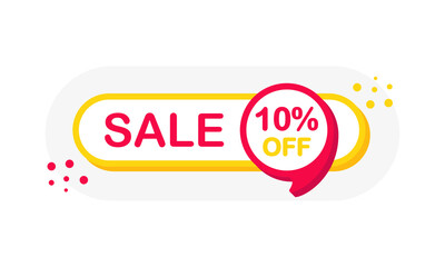 Shopping tags icon. Ten percent discount coupons symbol in 3D flat style colorful on white background. Vector