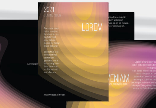 Flyer Layout with Wavy Gradient Blend  Shapes on Black