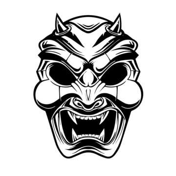devil samurai  mask illustration