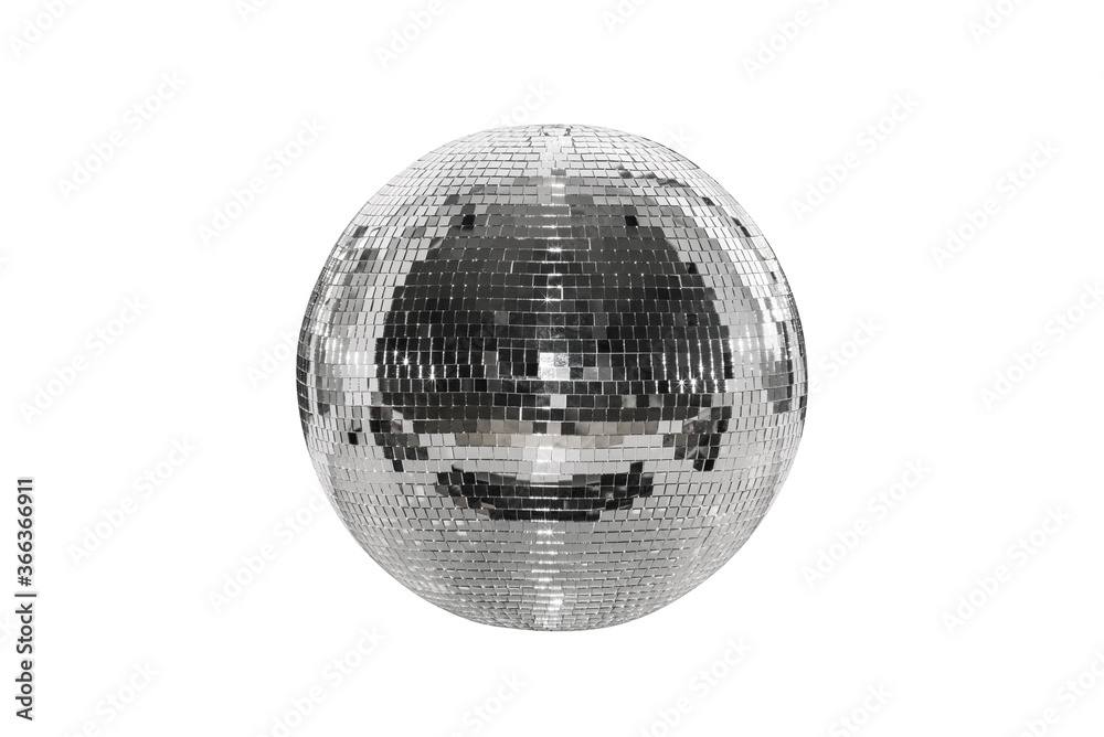 Wall mural disco ball isolated on a white background. a spherical object with a mirror surface. mirror ball. co