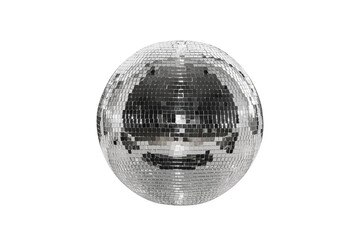 Disco ball isolated on a white background. A spherical object with a mirror surface. Mirror ball....