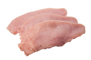 Raw turkey meat, fillet isolated on white background