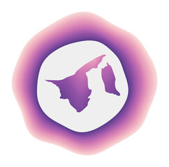 Brunei icon. Colorful gradient logo of the country. Purple red Brunei rounded sign with map for your design. Vector illustration.