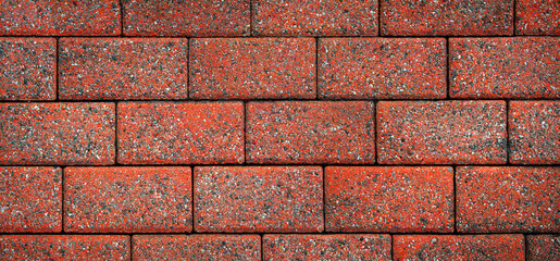 Red brick floor. Panorama. Background and texture.	
