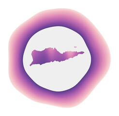 Saint Croix icon. Colorful gradient logo of the island. Purple red Saint Croix rounded sign with map for your design. Vector illustration.