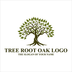 Obraz premium Root Of The Tree logo illustration. Vector silhouette of a tree, Abstract vibrant tree logo design, root vector - Tree of life logo design inspiration isolated on white background, 