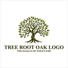 Obraz premium Root Of The Tree logo illustration. Vector silhouette of a tree, Abstract vibrant tree logo design, root vector - Tree of life logo design inspiration isolated on white background, 
