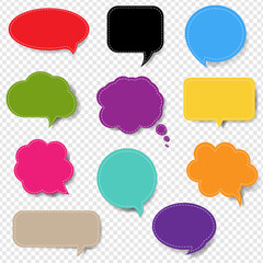 Colorful Speech Bubble Set Isolated Transparent Background With Gradient Mesh, Vector Illustration