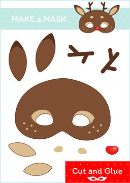 Cut And Glue Worksheet - Make A Mask - Rudolph