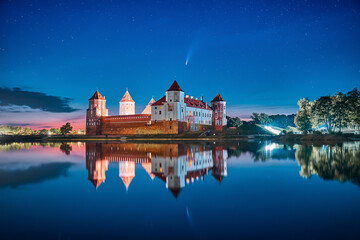 Mir castle at night