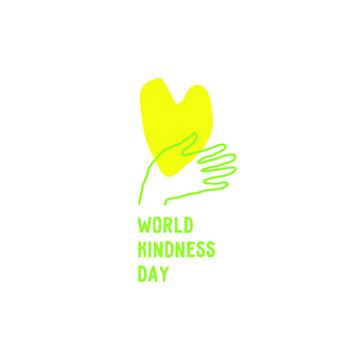 World Kindness Day Logo. Random Acts Of Kindness Day Emblem. Caring, Responsibility, Altruism Of People. November 13. Hands And Heart And Planet. Vector Illustration For A Logotype.