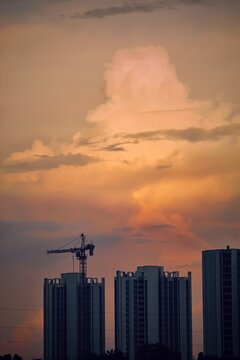 Sun setting down behind the appartments of iit hyderabad