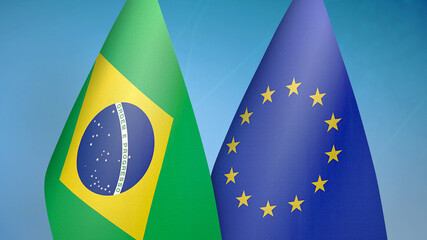 Brazil and European Union two flags