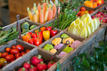 Colorful vegetable crudites display