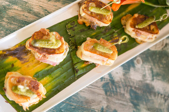 Summer Sliders On Banana Leaf Plate