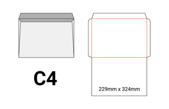C4 envelope mockup a4 white template cut size