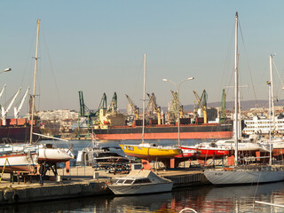 VARNA, BULGARIA - 18 November, 2015: Yacht club in the sea port of Varna. November 18, 2015 in...