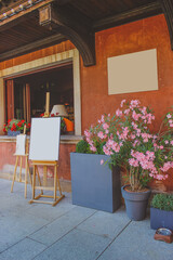 table and chairs in a cafe