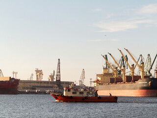 Fototapeta premium VARNA, BULGARIA - 18 November, 2015: Commercial Sea port of Varna. November 18, 2015 in Varna, Bulgaria