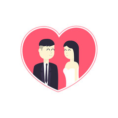 Obraz na płótnie Canvas Wedding heart character illustration. Man and Women couple day 