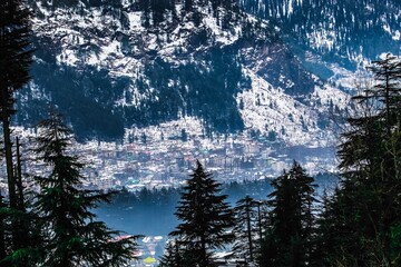 The giant mountains covered with snow in india