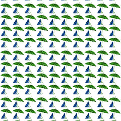Dog wolf Umbrella Patterns Texture seamless background, 3d illustration