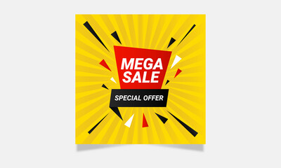 Mega sale social media banner template.Abstract colorful sale banner.Modern colorful sale 
