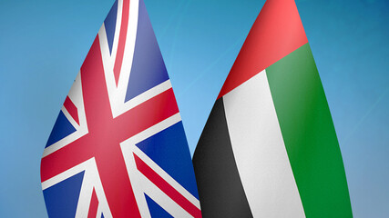 United Kingdom and United Arab Emirates two flags
