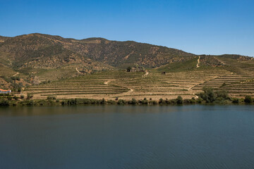 Beautiful Panoramic view of The Valley of the River Douro, Portugal - Port Wine Vineyards Region...