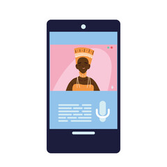 african woman in smartphone in video chat vector design