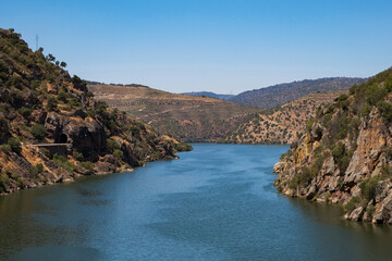 Beautiful Panoramic view of The Valley of the River Douro, Portugal - Port Wine Vineyards Region...