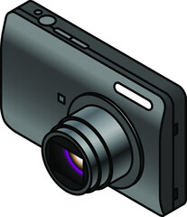 A compact digital camera.