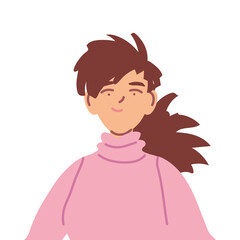 brown hair woman cartoon vector design