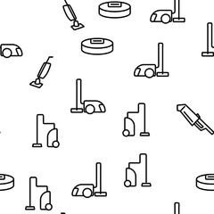 Vacuum Cleaner Device Vector Seamless Pattern Thin Line Illustration