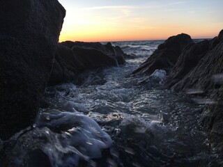 sunset in the rocks