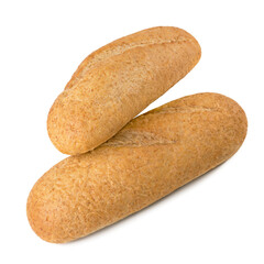 Two loaves of bread with bran isolated on a white background