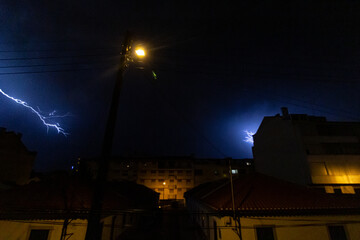 Lightning striking the night sky, Sintra, Portugal