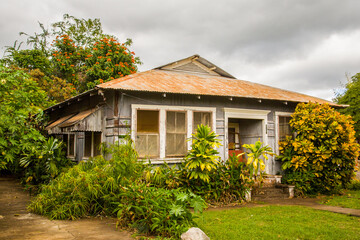 Fototapeta na wymiar A typical home of native Hawiians in the Hawiian Islands