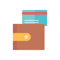 wallet and credit card icon, flat style