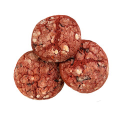 Round fruit biscuits with raisins isolated on white background