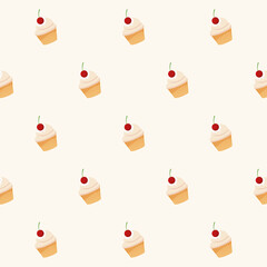 Cake pattern. Pie and cherry background