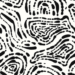 vector doodle black rough spiral seamless pattern on white