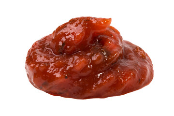 Tomato sauce isolated on white background close-up