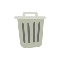 Vector digital illustration of a trash. Delete icon. Container. Flat