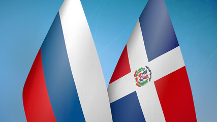 Russia and Dominican Republic two flags