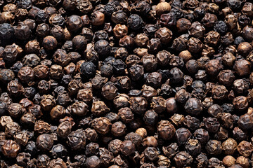 Schwarzer Pfeffer schwarz Pfefferkorn Pfefferkörner Hintergrund