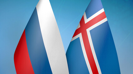 Russia and Iceland two flags