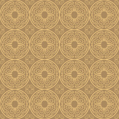 Wavy line within a circle pattern seamless repeat background