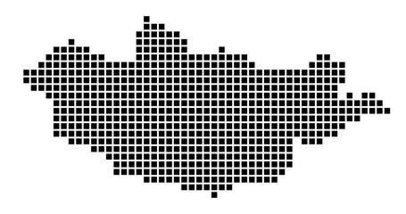 Obraz premium Mongolia map. Map of Mongolia in dotted style. Borders of the country filled with rectangles for your design. Vector illustration.