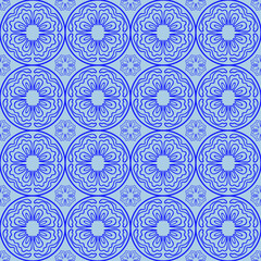 Wavy line within a circle pattern seamless repeat background